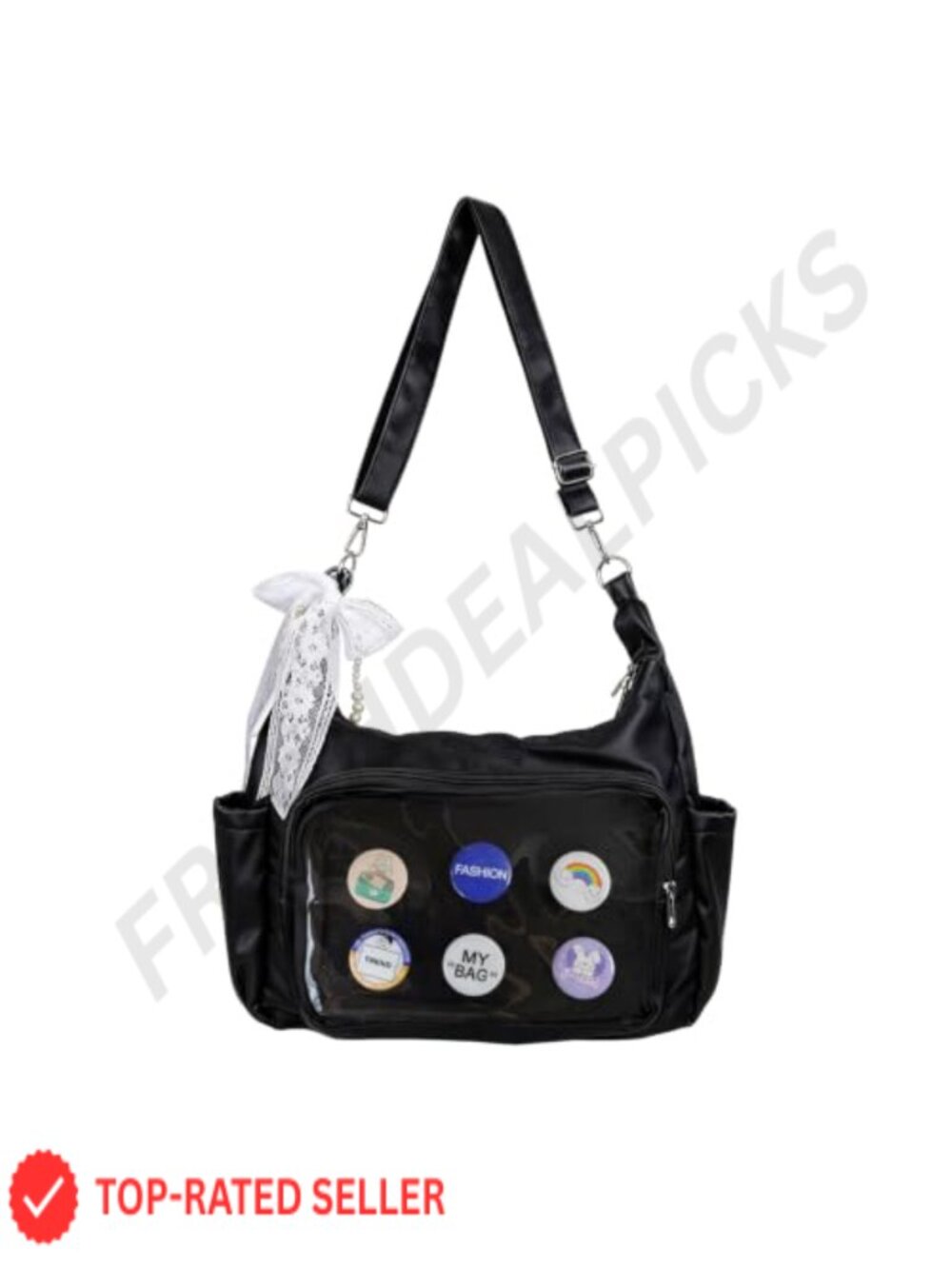 Clear Window Ita Bag Crossbody DIY Pin Display Purse with Insert and Accessories
